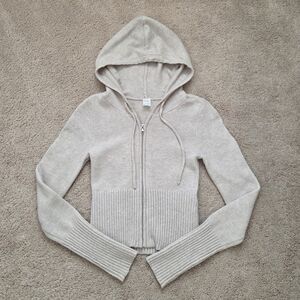 Gilly Hicks Knit Zip Hoodie Sweater Size Xs Oatmeal